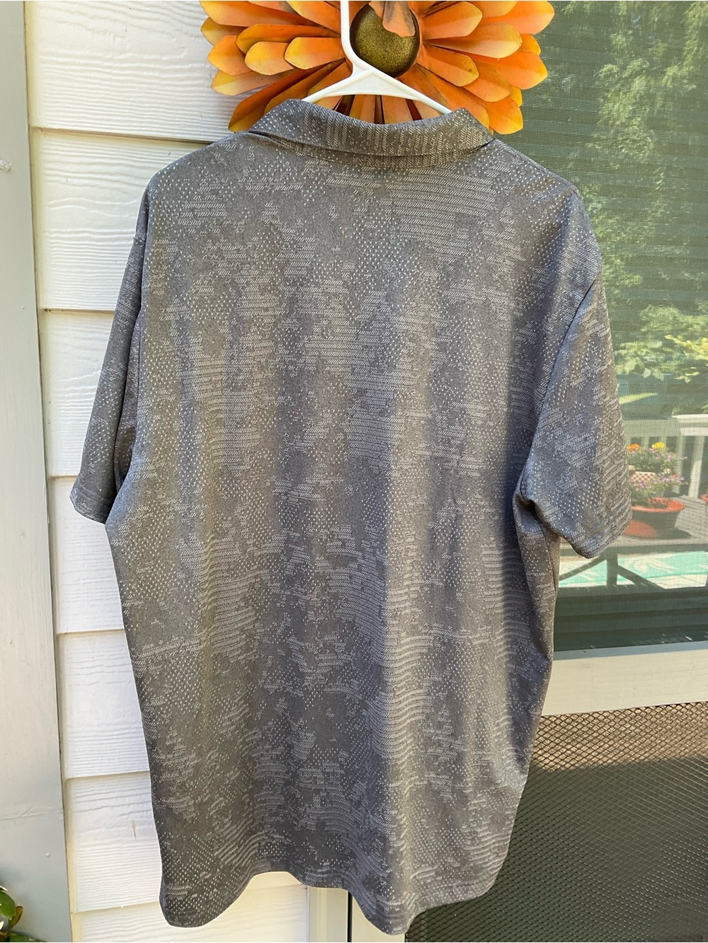 adidas Gray Short-Sleeve Polo with Subtle Geo Texture mens size XL - Picture 6 of 6